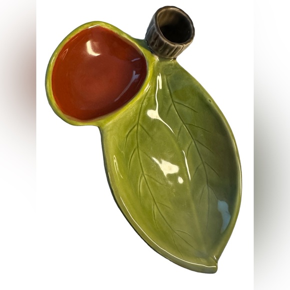 Elgen Arts Uncommon Goods Ceramic Leaf Design Olive Style Serving Dish - Picture 3 of 7